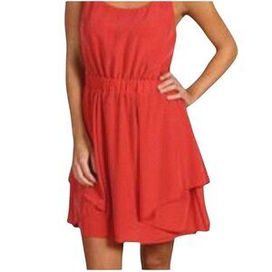 BCBGGeneration Sleeveless Burnt‎ Coral Mini Dress Layered Hem - Size Medium